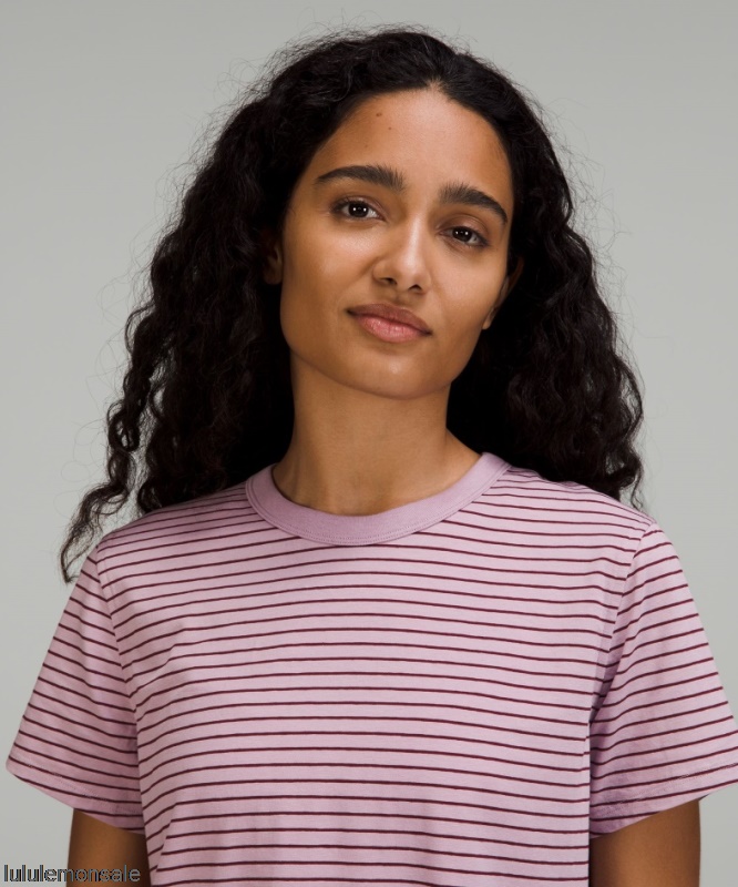 Lululemon Damen DELULU326 | Rose Red Merlot Klassisches T-shirt Aus Baumwollmischung